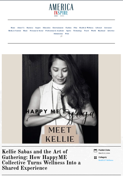 Kellie Sabas featured in America Inspire Magazine Happy ME Collective founder Meet Kellie