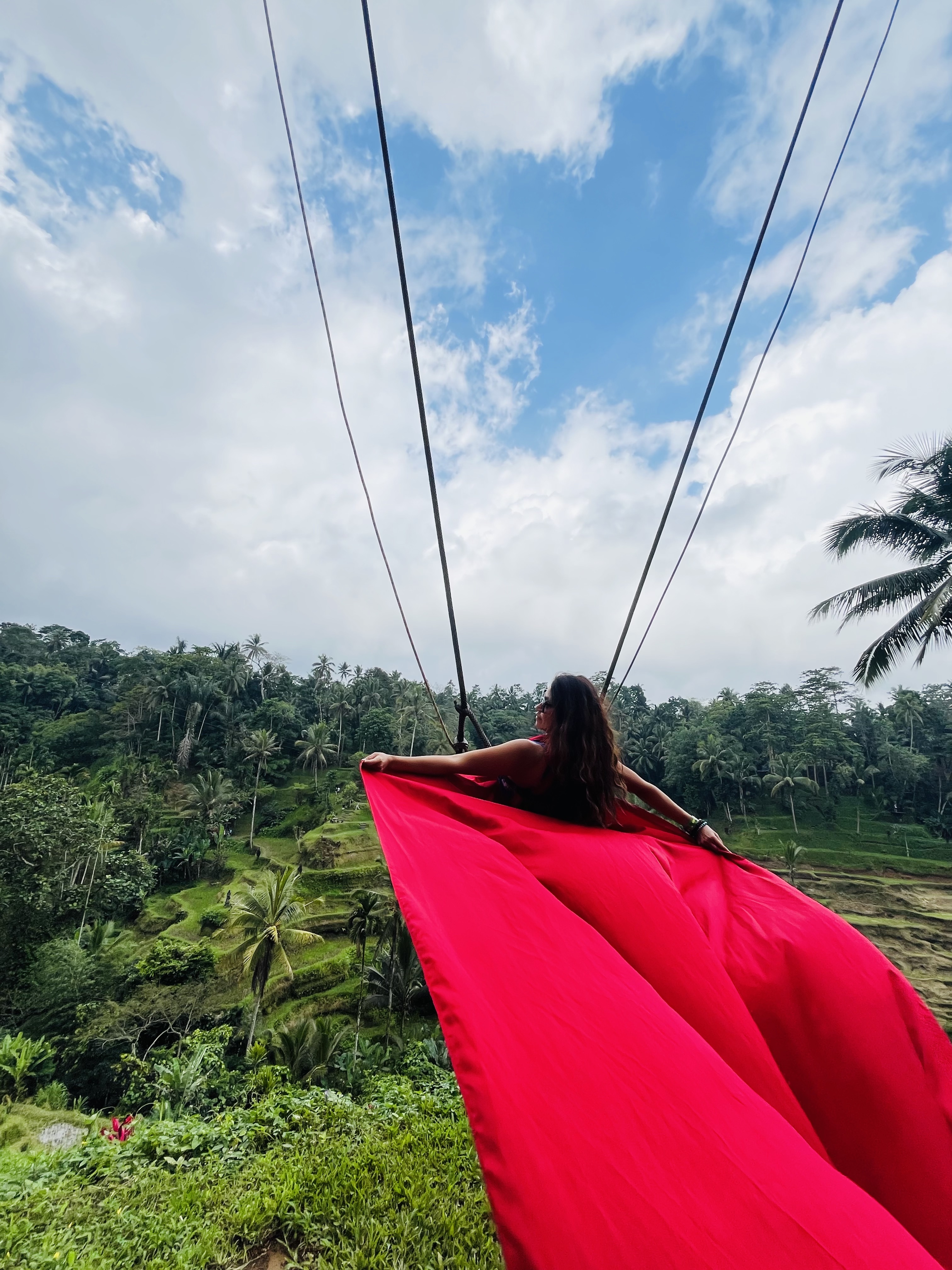 Kellie Sabas Bali swing rice terraces Indonesia Happy ME retreat experience